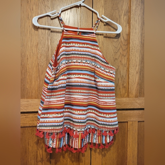 NWT Evereve Sunday in Brooklyn  Desert Stripe Tiered Tassel Tank Top XS - Picture 5 of 13